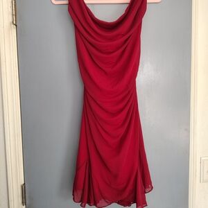 Elegant Red Draped Women's Dress